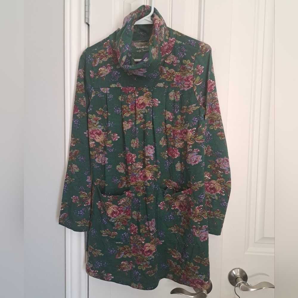 APRIL CORNELL forest comfort jersey tunic floral cowl neck long sleeve top  XXS - Picture 8 of 11
